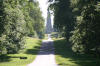 View up the drive at Studley Royal to St Mary's church