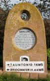 Mercury marker on the Bridgwater and Taunton Canal 