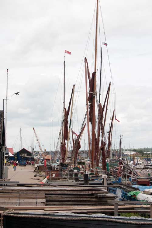 Masts of Thames sailing barges. 
